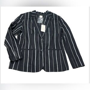 🖤A New Day Navy & Silver Stripe Long Blazer, Size 16 Brand New With Tag🖤